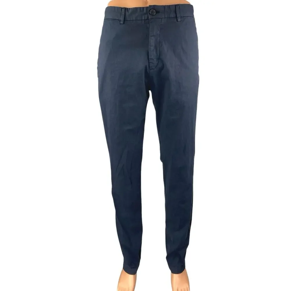 Theory Zaine Men's Blue Straight Leg High Waist Chino Trousers Dress Pants Sz 32
